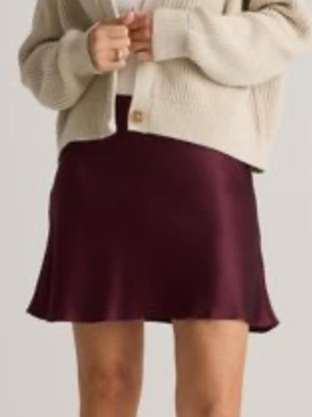 Quince Washable Silk Mini Skirt in Wine Tasting XL